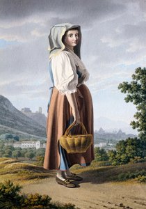 Campesino en el fondo de Maddaloni, por Giovan Battista Lusieri (ca 1755-1821), acuarela sobre papel 32x23 cm, Italia