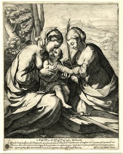 Giovanni Battista Mercati - El matrimonio místico de Santa Catalina, en cuyo dedo Cristo coloca el anillo; según Correggio. 1620, 1837,0408.160 de Giovanni Battista Mercati
