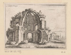 Restos del Templo de Minerva Medica en un paisaje Listesso Tempio (título sobre objeto) Vistas de Roma (título de la serie) Alcune vedute et prospettive di luoghi dishabitati di Roma (título de la serie)