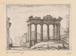 Restos del Templo de Saturno en el Foro Romano en Roma Verto la Consolatione (título sobre objeto) Vistas de Roma (título de la serie) Alcune vedute et prospettive di luoghi dishabitati di Roma (título de la serie)