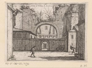 Ruinas en Roma Dictio en el Palazzo di Madama (título sobre objeto) Gezichten op Rome (título de la serie) Algunas vistas y perspectivas de lugares deshabitados en Roma (título de la serie) de Giovanni Battista Mercati