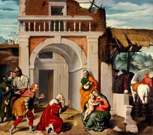 Adoración de los Reyes Magos, de Giovanni Battista Moroni (hacia 1525-1578)