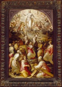Cristo en gloria con Santa Inés y Santa Helena, siglo XVI de Giovanni Battista Naldini