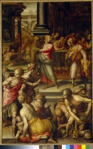 La vocación de San Mateo. Pintura de Giovanni Battista Naldini (1537-1591), óleo sobre madera, hacia 1583. Arte italiano (Florencia) de Giovanni Battista Naldini