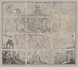 Nuevo mapa de Roma sacado a la luz por Giambattista Nolli en el año MDCCXLVII, conocido como La Pianta Grande di Roma de Giovanni Battista Nolli