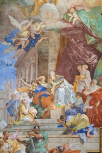 El milagro de las cadenas en el centro del artesonado, detalle de Giovanni Battista Parodi