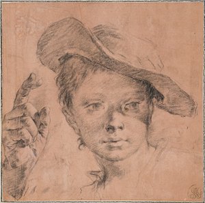 Niño señalando con la mano derecha levantada de Giovanni Battista Piazzetta