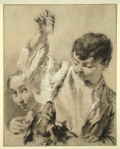 Giacomo dando de comer a un perro de Giovanni Battista Piazzetta