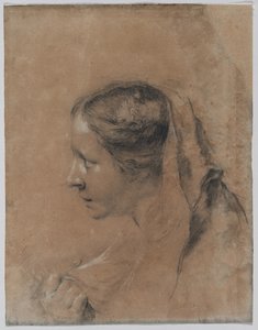 Cabeza de una mujer en perfil con un pañuelo de Giovanni Battista Piazzetta