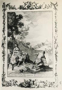 Jerusalén liberada, canto XII, ilustración de Giovanni Battista Piazzetta para poema de Torquato Tasso, edición publicada en Venecia en 1745, Italia de Giovanni Battista Piazzetta