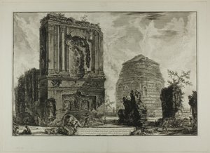 A. Vista de la Tumba de Licinianus Piso en la antigua Vía Apia... B. Tumba de los Cornelii..., de Vistas de Roma de Giovanni Battista Piranesi
