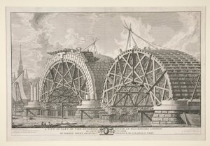 Una vista de parte del puente previsto en Blackfriars, Londres, en agosto MDCCLXIIII por Robert Mylne, arquitecto, grabado por Piranesi en Roma de Giovanni Battista Piranesi