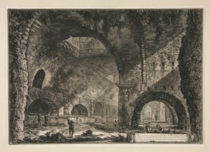 Otra vista interior de la Villa de Mecenas en Tivoli, de Vedute di Roma de Giovanni Battista Piranesi