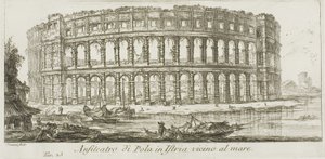 Anfiteatro de Pula en Istria cerca del mar, lámina 23 de Algunas vistas de arcos triunfales y otros monumentos de Giovanni Battista Piranesi