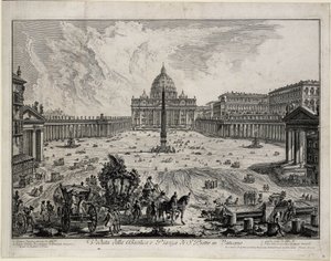 Vista de la basílica y la plaza de San Pedro en el Vaticano (de: «Vedute di Roma») de Giovanni Battista Piranesi