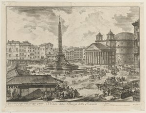 Vista de la Piazza della Rotonda con el Panteón y el obelisco de Giovanni Battista Piranesi
