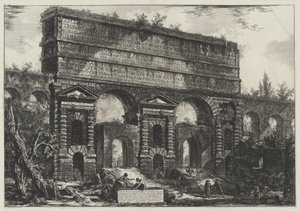 Vista de la construcción que el emperador Tito Vespasiano mandó erigir para la restauración de los acueductos de Acqua dell