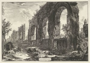 Acueducto van Nero te Rome Restos de los Acueductos Neronianos que querían destruir para su vejez (...) (título sobre objeto) Gezichten op Rome (título de la serie) Vistas de Roma diseñadas y grabadas por el arquitecto Giambattista Piranesi Ve (nez) iano (