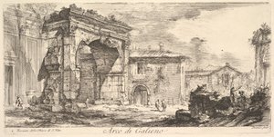 Arco de Galieno. 1. Fachada de la Iglesia de S. Vito Arco de Galieno. 1. Facciata del..., ca. 1748 de Giovanni Battista Piranesi
