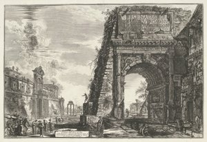Boog van Titus te Roma Vista del Arco de Tito (título sobre el objeto) Gezichten op Rome (título de la serie) Vistas de Roma diseñadas y grabadas por el arquitecto Giambattista Piranesi Ve (nez) iano (título de la serie) de Giovanni Battista Piranesi