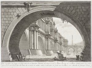 Puente cubierto de logias y arcos de Giovanni Battista Piranesi