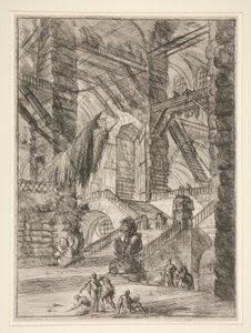 Carceri, VIII: La escalera con trofeos de Giovanni Battista Piranesi