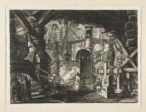 Carceri, XVI: El muelle con cadenas de Giovanni Battista Piranesi