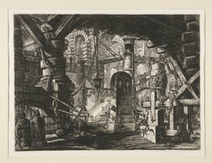 Carceri, XVI: El muelle con cadenas de Giovanni Battista Piranesi