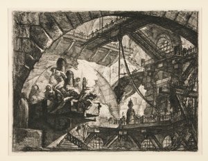 Carceri, X: Prisioneros en una plataforma saliente de Giovanni Battista Piranesi