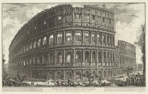 Coliseo de Roma Vista del Anfiteatro Flavio, conocido como Coliseo (título sobre el objeto) Gezichten op Rome (título de la serie) Vistas de Roma diseñadas y grabadas por el arquitecto Giambattista Piranesi Ve (nez) iano (título de la serie) de Giovanni Battista Piranesi