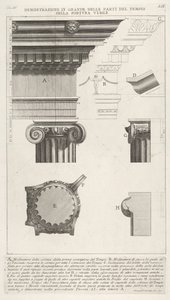 Cornisa y columna del Templo de Fortuna Virilis, de Tempio della Fortuna Virile, 1756