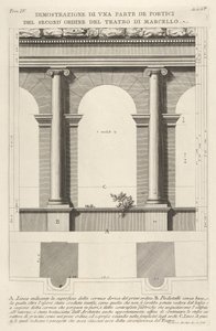 Elevación y plano del pórtico de segundo orden en el Teatro de Marcelo, 1756 de Giovanni Battista Piranesi