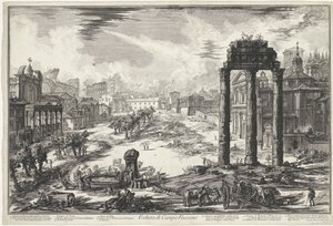 Foro Romano de Roma Vista de Campo Vaccino (título sobre objeto) Gezichten op Rome (título de la serie) Vistas de Roma diseñadas y grabadas por el arquitecto Giambattista Piranesi Ve (nez) iano (título de la serie)