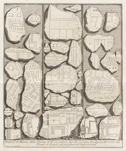 Fragmentos de mármol del plano de la antigua Roma