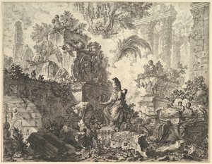 Frontispicio, con estatua de Minerva de Giovanni Battista Piranesi