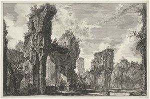 Gezichten op Rome, de Campagna, etc. (122 cuchillas) Ruinas de Sisto, o ambas del gran salón de las Termas de Antonino (título sobre el objeto) Gezichten op Rome (título de la serie) Vistas de Roma diseñadas y grabadas por el arquitecto Giambattista Pirane