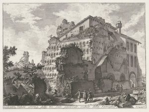 Graftombe van familie van keizer Augusto Vista exterior de las tres salas sepulcrales, creídas por la Familia Aug.to (título sobre objeto) Archeologische vondsten in en rond Rome (título de la serie) Antigüedades romanas (título de la serie) de Giovanni Battista Piranesi
