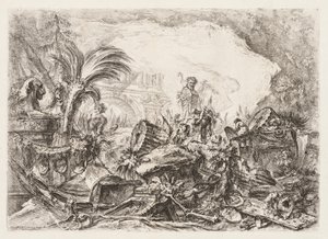 Groteschi:  Ruins with a Statue of a Faun and a Fallen Column de Giovanni Battista Piranesi