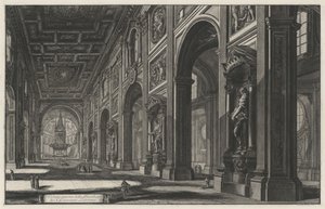 Vista interior de la basílica de San Giovanni in Laterano (de: Vedute di Roma) de Giovanni Battista Piranesi