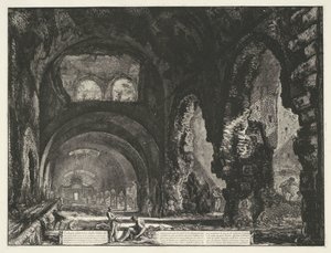 Interieur van de Tempel van Hercules Victor t y Tivoli Vista interior de la Villa di Mecenate (título sobre objeto) Gezichten op Rome (título de la serie) Vistas de Roma diseñadas y grabadas por el arquitecto Giambattista Piranesi Ve (nez) iano (título de  de Giovanni Battista Piranesi
