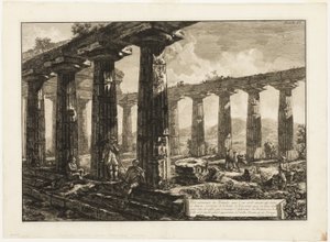 Vista interior del templo que se cree fue dedicado a Juno, de Diferentes vistas de Paestum de Giovanni Battista Piranesi