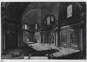 Interior de la basílica de Santa Maria degli Angeli, antiguos baños de Diocleciano, entre 1765 y 1775 de Giovanni Battista Piranesi