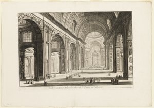 Vista interior de la Basílica de San Pedro en el Vaticano, de Vistas de Roma de Giovanni Battista Piranesi