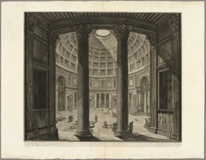 Vista interior del Panteón, de Vistas de Roma de Giovanni Battista Piranesi