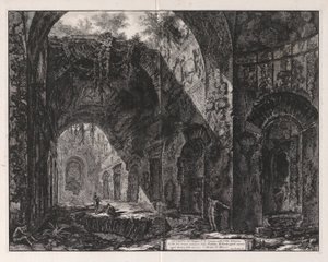 Interior del templo que se dice que es de Canopo en Adriano de Giovanni Battista Piranesi