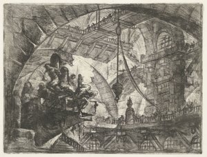 Mazmorra con prisioneros en plataforma sobresaliente Mazmorras (título de la serie) Invenzioni Capric di Carceri all Acqua Forte (título de la serie)