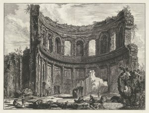 Kleine paleis en Villa Adriana t y Tivoli Restos del Templo llamado Apolo en la Villa Adriana cerca de Tívoli (título sobre el objeto) Gezichten op Rome (título de la serie) Vistas de Roma diseñadas y grabadas por el arquitecto Giambattista Piranesi Ve (ne de Giovanni Battista Piranesi