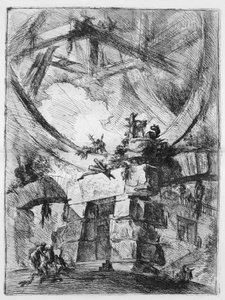 Las cárceles de la invención, plancha IX: La rueda gigante de Giovanni Battista Piranesi
