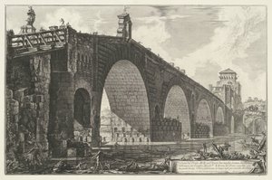 Milvische brug te Roma Vista del Ponte Molle sobre el Tíber a dos millas de Roma (título sobre objeto) Gezichten op Rome (título de la serie) Vistas de Roma diseñadas y grabadas por el arquitecto Giambattista Piranesi Ve (nez) iano (título de la serie)