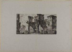 Parte del Foro de Nerva, lámina cinco de Algunas vistas de arcos de triunfo y otros monumentos de Giovanni Battista Piranesi